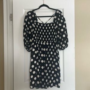 Black Polka Dot balloon sleeve dress
